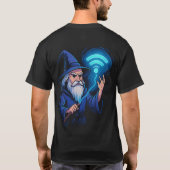 インターネットの魔法使い WiFi 強力 ふざけたネタ 技術オタク Tシャツ (裏面)