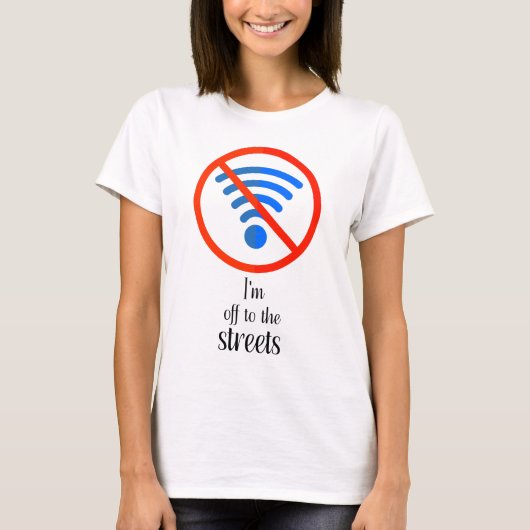「インターネットは?問題ない!", cyber offline おもしろい cu tシャツ (正面)