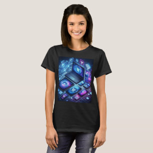 インターネットを示す画面を備えたラップトップ Tシャツ