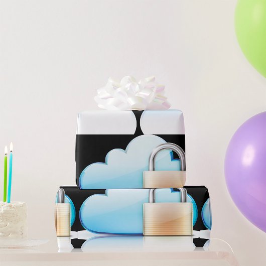 インターネットセキュリティアイコン南京錠ラッピング紙 ラッピングペーパー