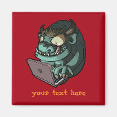 インターネットトロールのラップトップ上でくもの巣漫画 マグネット (正面)