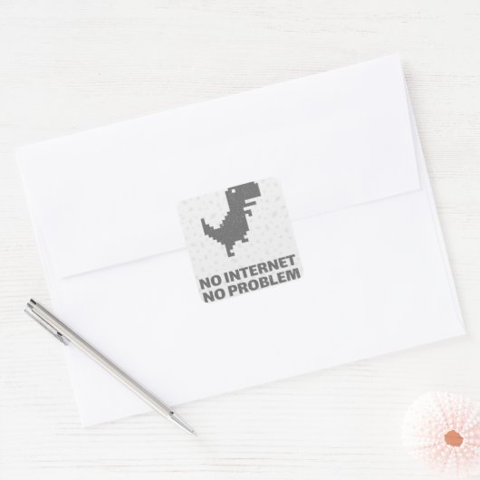 インターネット無し問題の恐竜のおもしろいな8ビットデザイン無し スクエアシール (封筒)