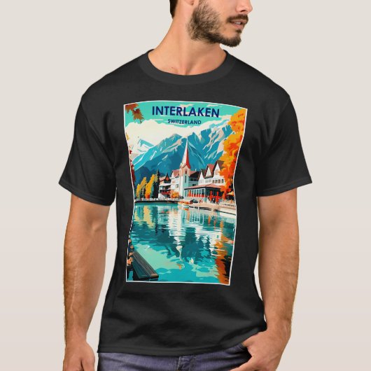 インターラーケンスイスヴィンテージ旅行と観光 Tシャツ (正面)