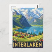 インターラーケンスイス旅行ヴィンテージ ポストカード (正面/裏面)