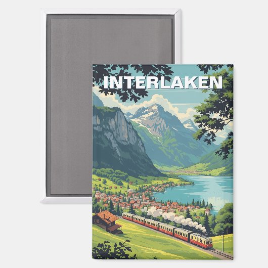 インターラーケンスイス旅行ヴィンテージ マグネット (正面/裏面)