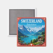 🏔️ インターラーケン スイス アルプスの休暇の思い出 マグネット (正面/裏面)