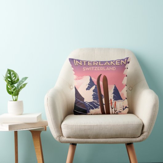 インターレイクスイススキー旅行ポスター。 クッション (椅子)