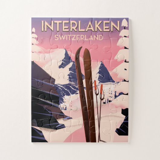 インターレイクスイススキー旅行ポスター。 ジグソーパズル (縦)