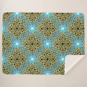 インターレースビクトリアンゴールデントリムアクア背景 シェルパブランケット (正面(横))