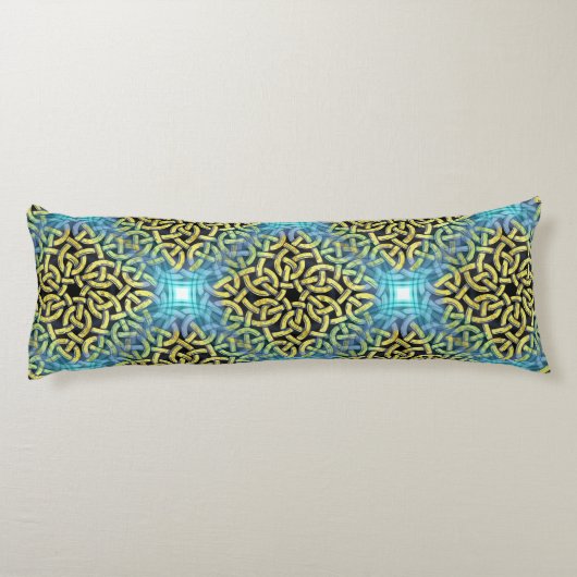 インターレースビクトリアンゴールデントリムアクア背景 ボディピロー (裏面)