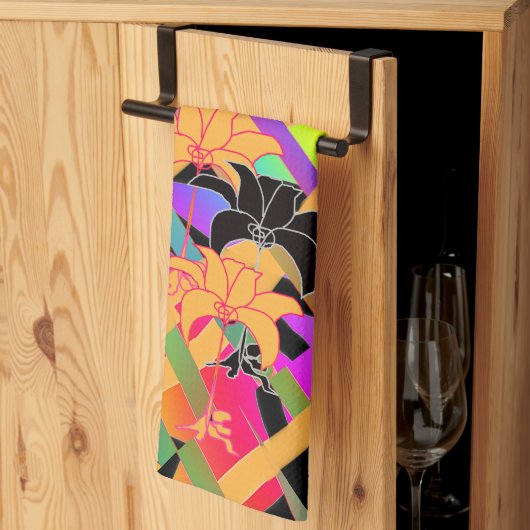 インターレース フラワー キッチンタオル (三つ折り)