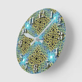 インターレービクトリアンスゴールデントリムアクアバックグラウンド ラウンド壁時計 (傾斜)