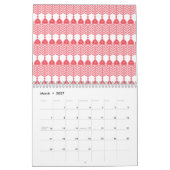 インターロを特徴とする赤とピンクの幾何学的パターン カレンダー (3月 2027)