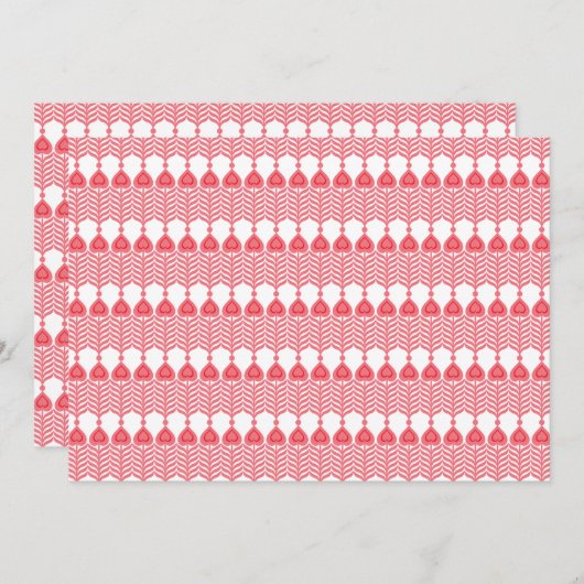インターロを特徴とする赤とピンクの幾何学的パターン サンキューカード (正面/裏面)