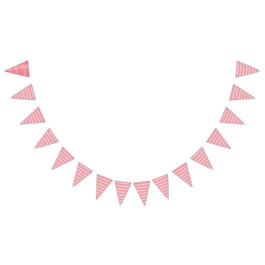 インターロを特徴とする赤とピンクの幾何学的パターン バンティングフラッグ (全)