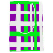 インターロストライプックの緑の紫 ミディアムペーパーバッグ (正面)