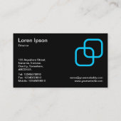 インターロッキングスクウェア – スカイブルー付きブラック 名刺 (裏面)