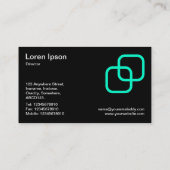 インターロッキングスクウェア – ターコイズオンブラック 名刺 (裏面)