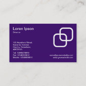 インターロッキングスクウェア – ホワイトオン深い紫 名刺 (裏面)