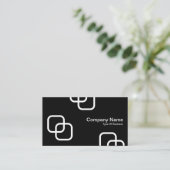 インターロッキングスクウェア – 白（黒） 名刺 (スタンド正面)