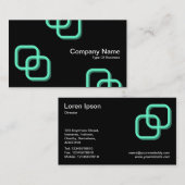 インターロッキングスクエア3d -ターコイズオン黒 名刺 (正面/裏面)