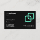 インターロッキングスクエア3d -ターコイズオン黒 名刺 (裏面)