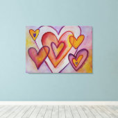 インターロッキングラブハート絵画キャンバスズアートプリント キャンバスプリント (インサイチュ (ウッドフロア))