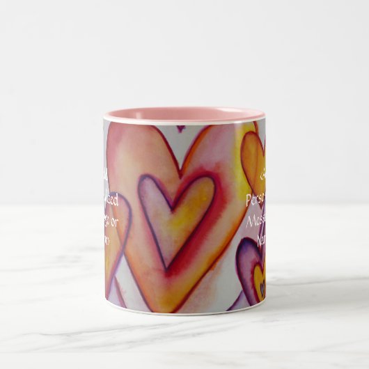 インターロッキングラブパーソナライズされたハートカスタムマグ ツートーンマグカップ (中央)