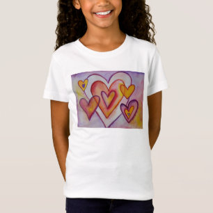 インターロッキングラブ絵画ハートのカスタムアートシャツ Tシャツ