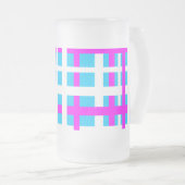 インターロックストライプホワイトピンクライトブルー フロストグラスビールジョッキ (正面右)