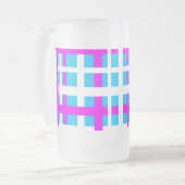 インターロックストライプホワイトピンクライトブルー フロストグラスビールジョッキ (正面左)