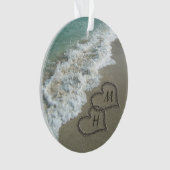 インターロックハートオンビーチ砂 オーナメント (正面)