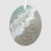 インターロックハートオンビーチ砂 オーナメント (正面)