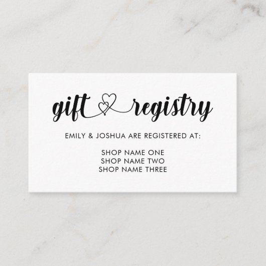 インターロックハートギフト結婚レジストリ エンクロージャーカード (正面)