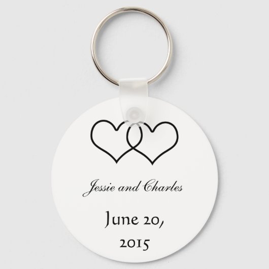 インターロックハート – 白黒 キーホルダー (正面)