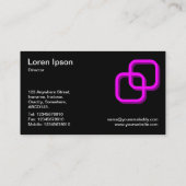 インターロック正方形3d – ブラックのマゼンタ 名刺 (裏面)