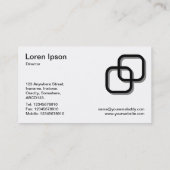 インターロック正方形3D – 黒オン白 名刺 (裏面)