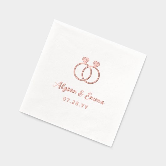 インターロック結婚ダイヤモンドリングや輪LGBT結婚の 箔ナプキン (左)
