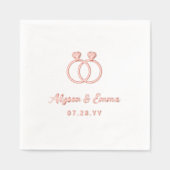 インターロック結婚ダイヤモンドリングや輪LGBT結婚の 箔ナプキン (正面)