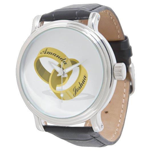 インターロ結婚ックのリングや輪 – 刻印名前をカスタムする 腕時計 (アングル)