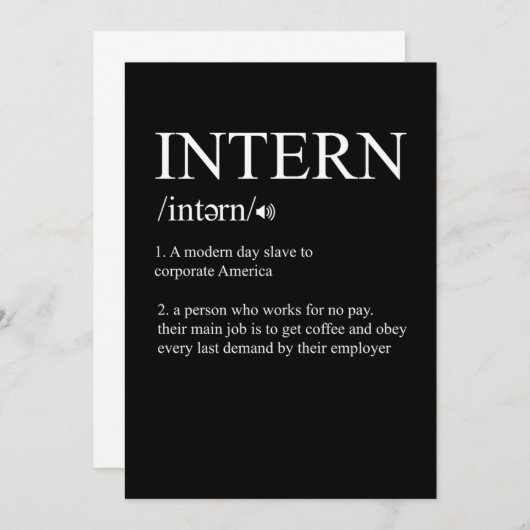 インターン定義インターンシップのジョブアシスタントギフト 招待状 (正面/裏面)