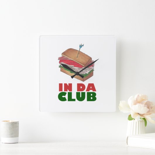 インダクラブターキークラブサンドイッチおもしろいグルメダイナー スクエア壁時計 (ホーム)