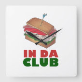 インダクラブターキークラブサンドイッチおもしろいグルメダイナー スクエア壁時計 (正面)