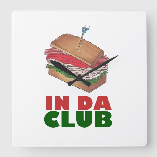 インダクラブターキークラブサンドイッチおもしろいグルメダイナー スクエア壁時計 (正面)