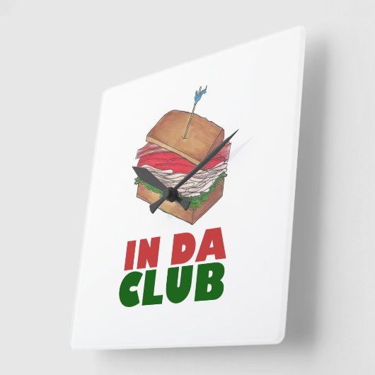 インダクラブターキークラブサンドイッチおもしろいグルメダイナー スクエア壁時計 (傾斜)