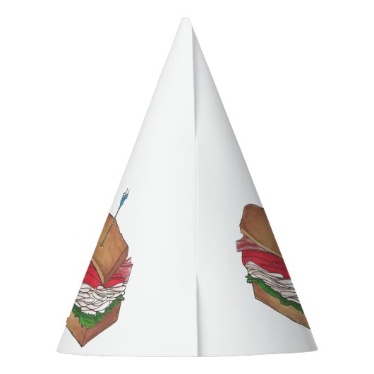 インダクラブターキークラブサンドイッチおもしろいグルメダイナー パーティーハット (裏面)