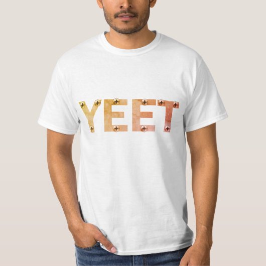 インダストリアルグレー YEET タイポグラフィ Tシャツ (正面)