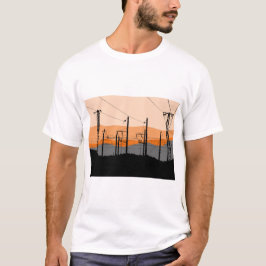 インダストリアルサンセット送電線アーバンエステティック Tシャツ