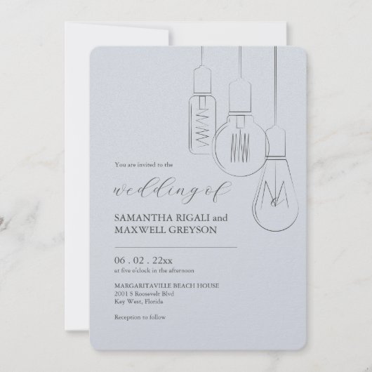 インダストリアルシックエジソンバルブ結婚式招待状 招待状 (正面)