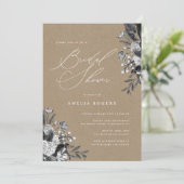 インダストリアルシック素朴フローラクラフトブライダルシャワー 招待状 (スタンド正面)